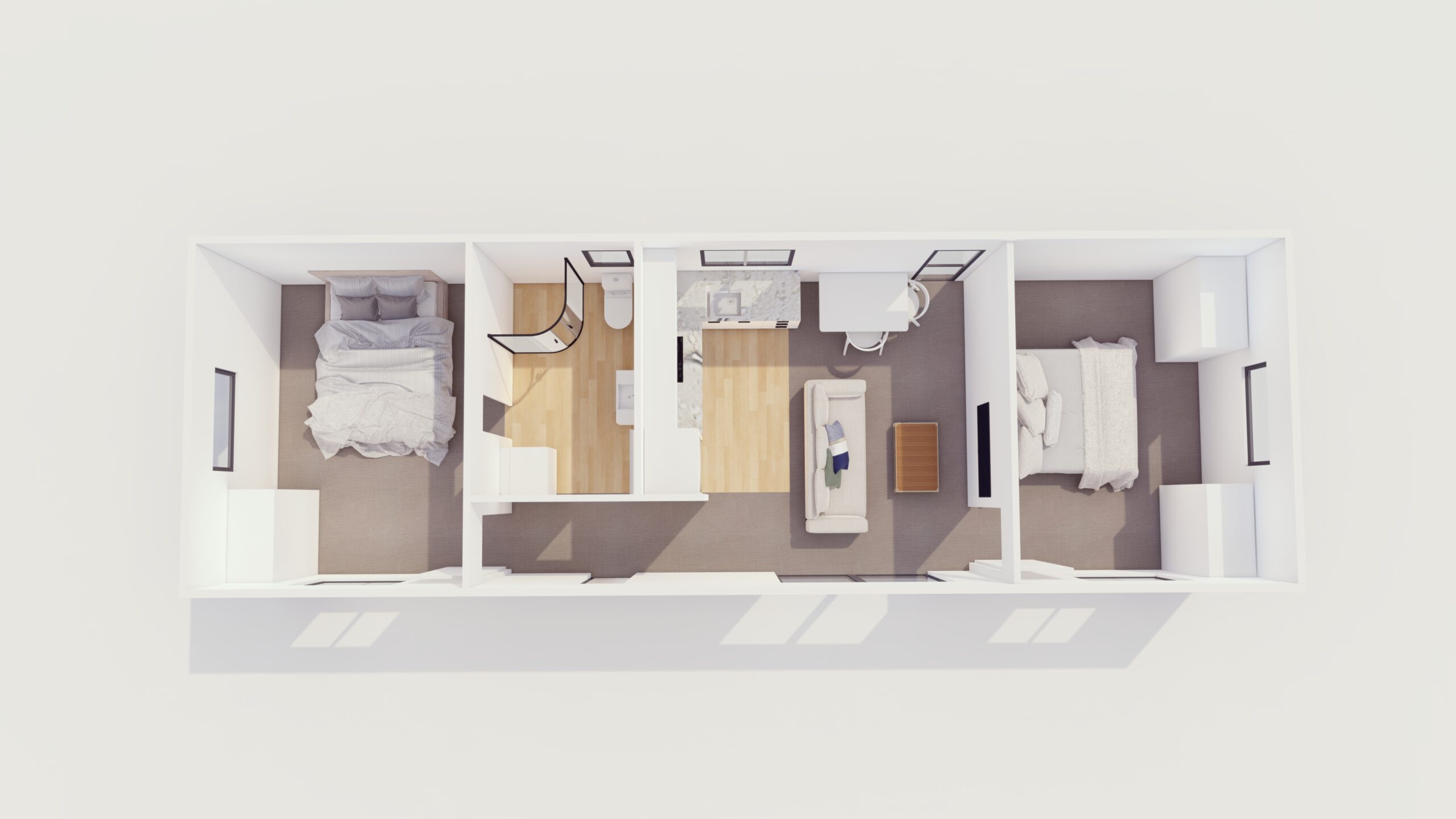 50m2 Peninsula Kitchen Skinny
